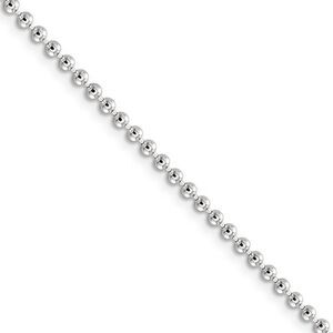 2.3mm Sterling Silver, Solid Beaded Chain Necklace, 22 Inch